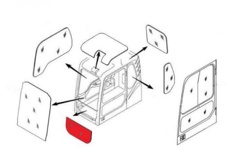 Стекло лобовое нижнее (триплекс) 4651654 HITACHI серия ZAXIS-5G